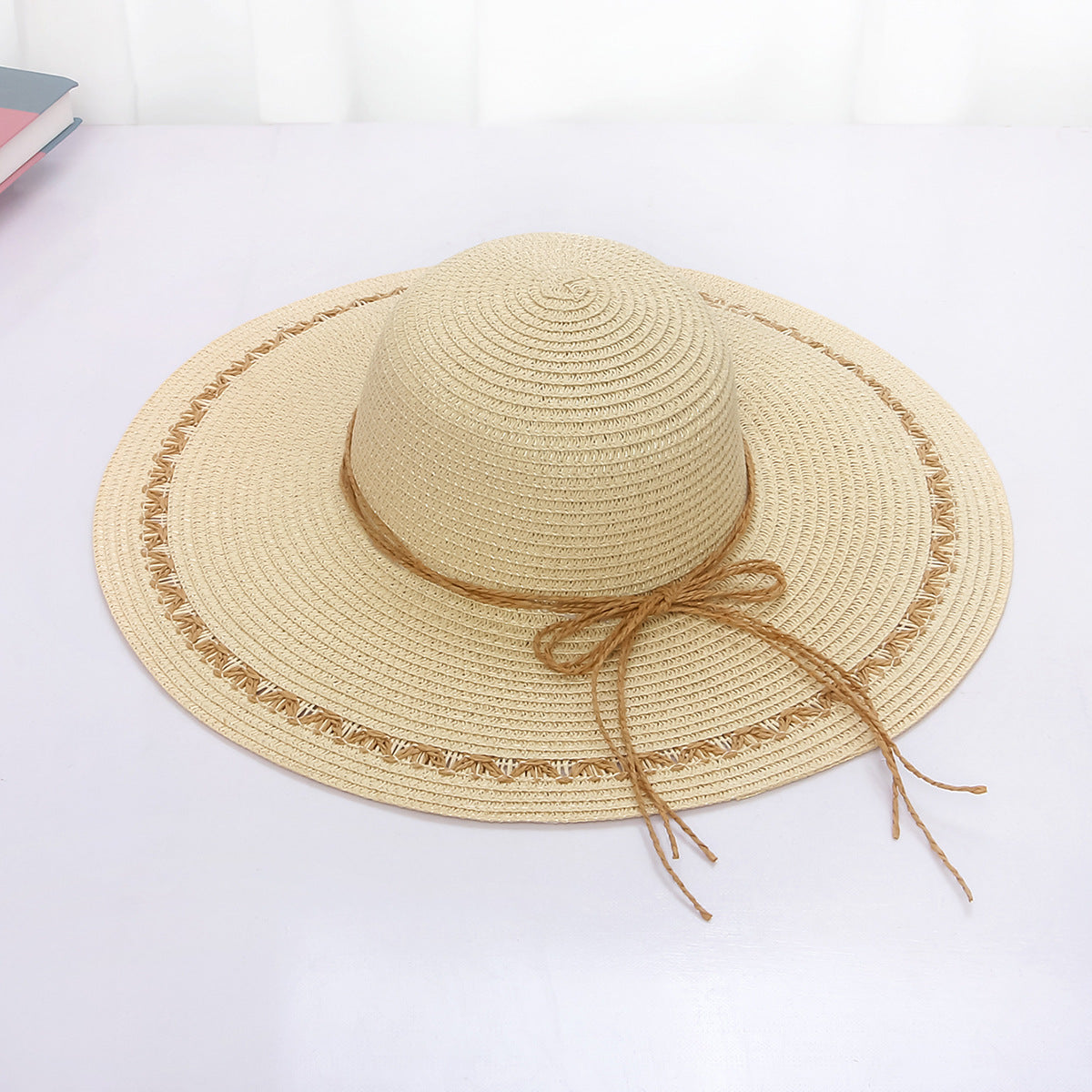 Conjunto de sombrero de paja y bolso de mano Sombrero de protección solar de playa de verano Sombrero de sol simple 