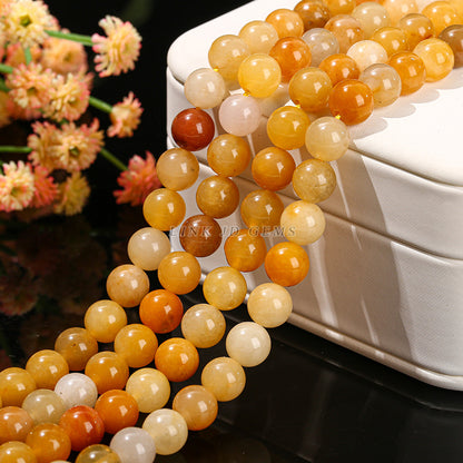 Yellow chalcedony loose beads DIY jewelry accessories