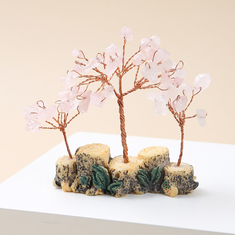 Colorful natural crystal gravel fortune tree ornament