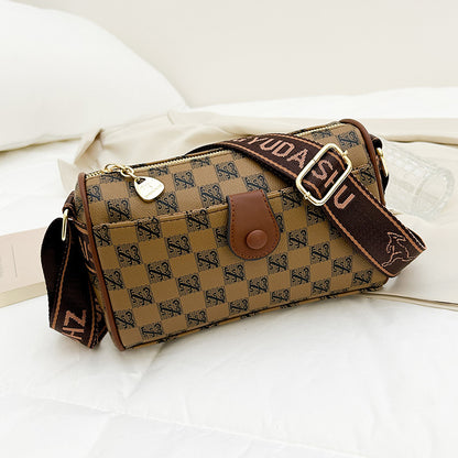 Retro versatile printed letter texture women's bag