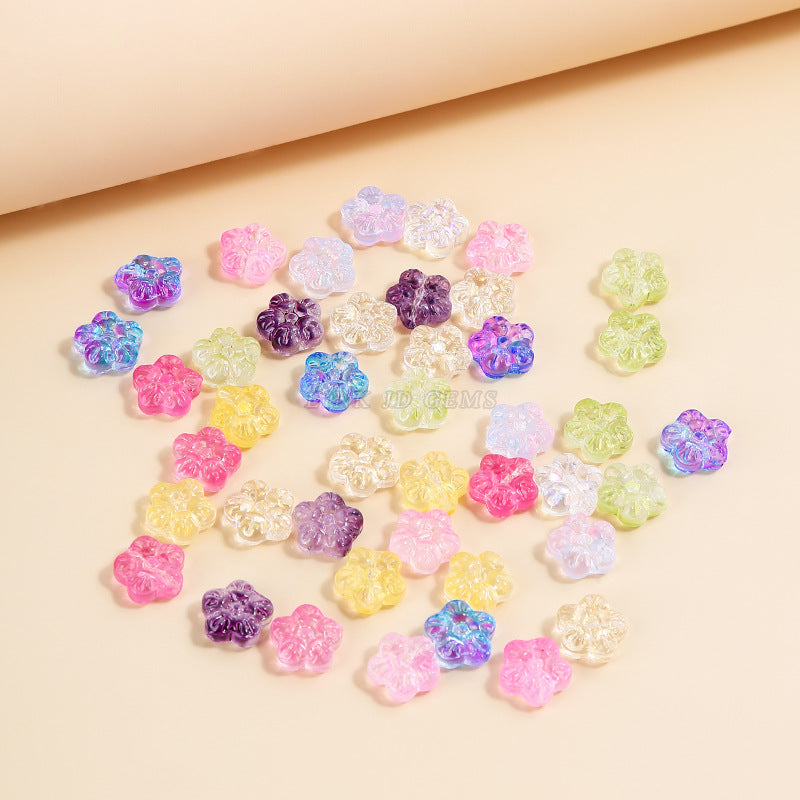 12Mm Czech Glazed Symphony Five-petaled Flower Beads