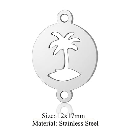 5 pcs/titanium-covered steel small pendant with unlimited symbol coconut tree.