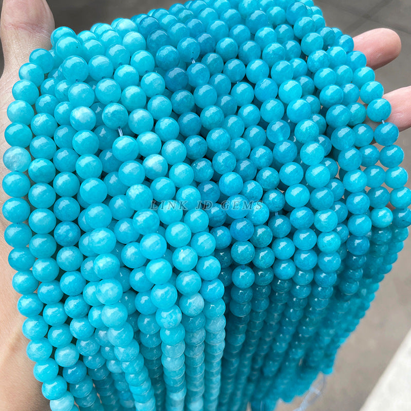 Imitation Tianhe stone chalcedony loose beads blue chalcedony round beads