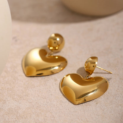 Smooth ball heart earrings