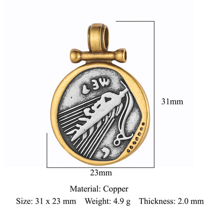 Copper zircon pendant ancient silver coin DIY accessories