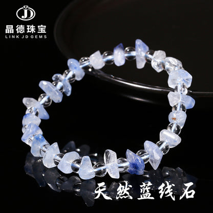 Pulsera de grava con piedra de hilo azul natural 