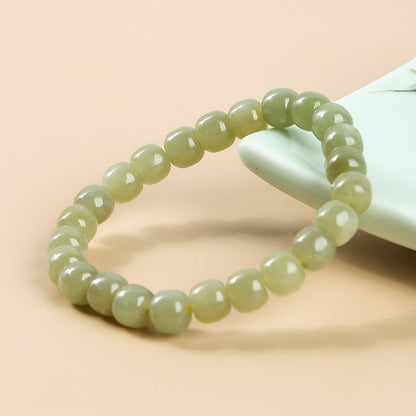 Natural Hetian Yuqing Water Material Old Bead Bracelet