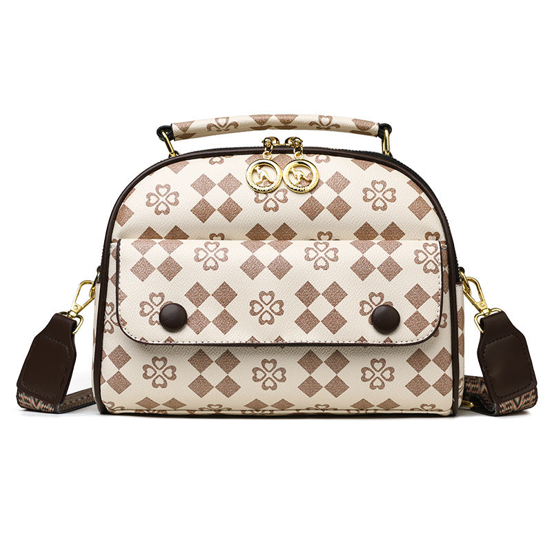 Versatile printed letter shoulder crossbody small square bag