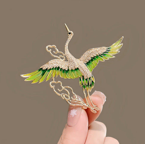 Ancient style auspicious cloud crane brooch