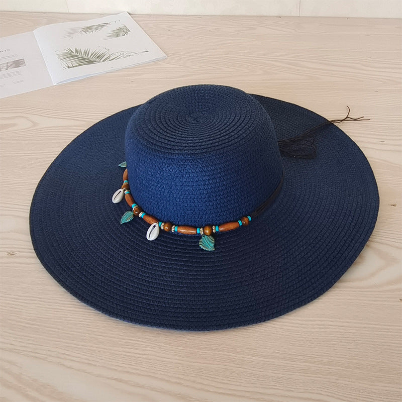 Women Beach Outdoor Wide Brim Flat Brim UV Korean Fashion Elegant Hat