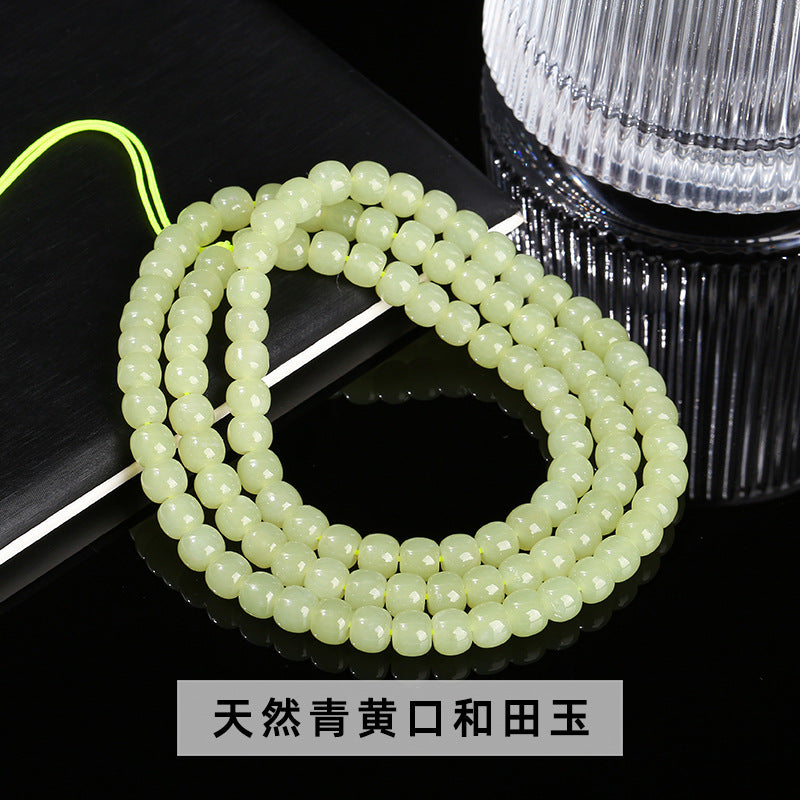 Natural clear water Hetian jade old beads 108 Buddha beads bracelet