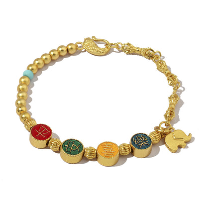 Plated 24K real gold love sand gold beaded bracelet