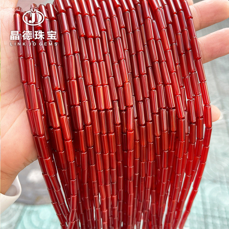 4 * 13 mm de cristal de polvo de ágata Dongling jade cuentas de tubo redondas cuentas sueltas 