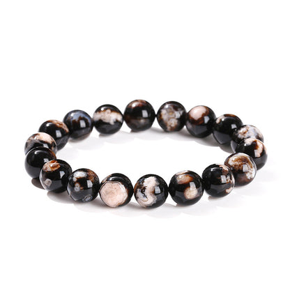 7A Black Cherry Blossom Agate Bead Bracelet