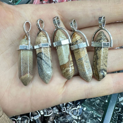 Natural Stone Hexagonal Column Hexagonal Cone Pendant