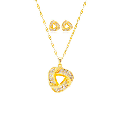 Simplistic Geometric Zircon Pendant Necklace, Elegant Design