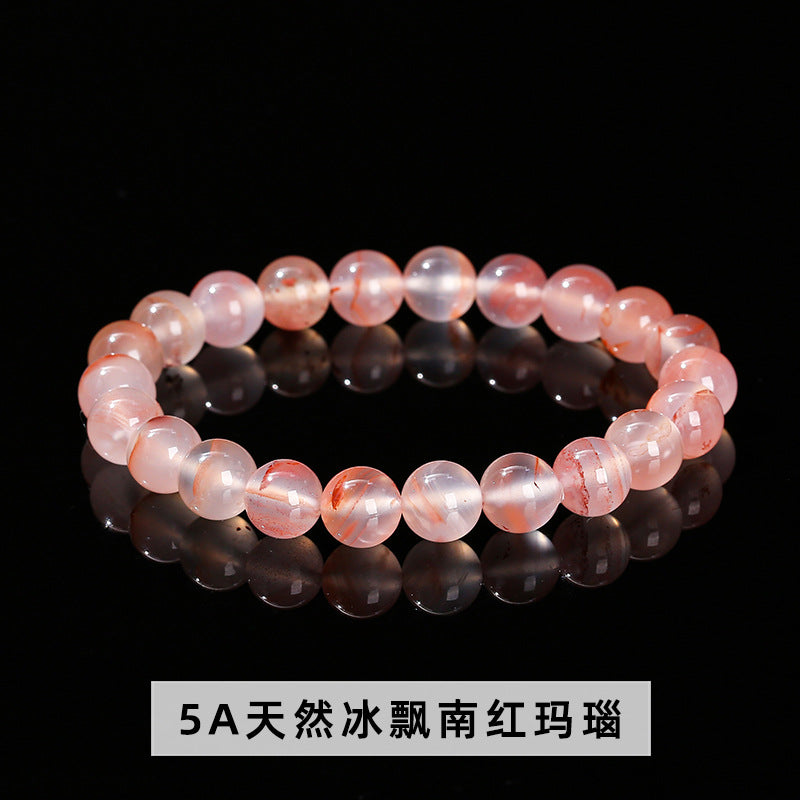 7A Natural Nanhong Agate Round Bead Bracelet