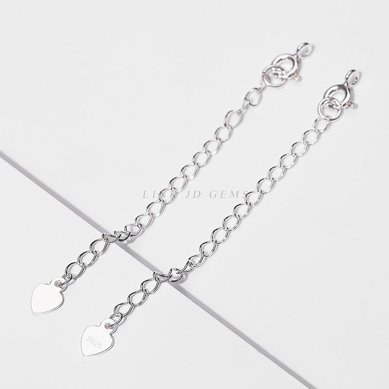 925 Silver Love Tail Chain Necklace Bracelet Spring Buckle Extension Chain