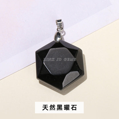 Natural stone crystal cut hexagram pendant.