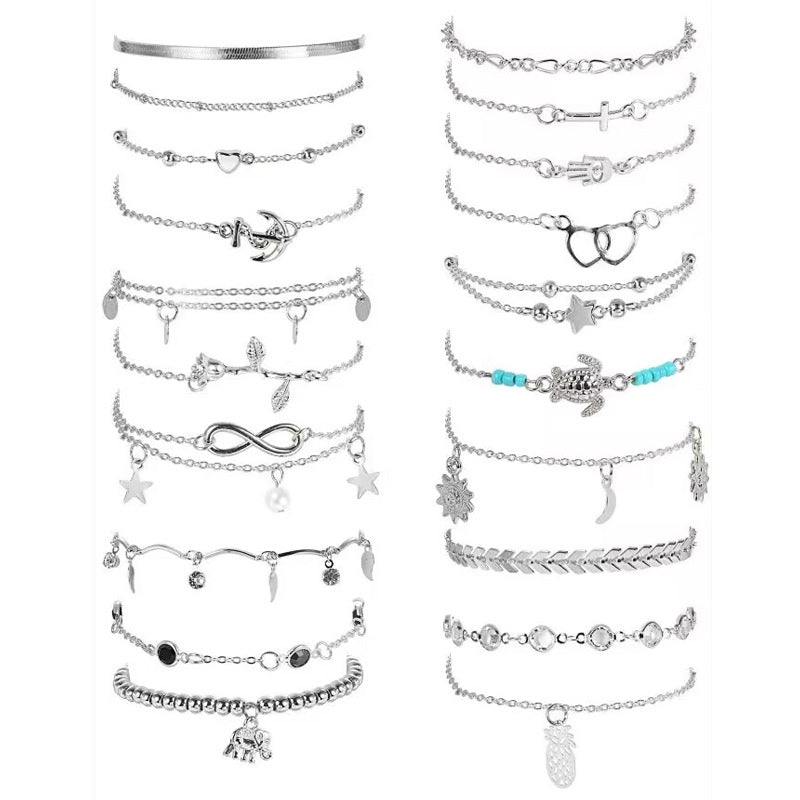 New Summer Anklet 20-Piece Set Alloy