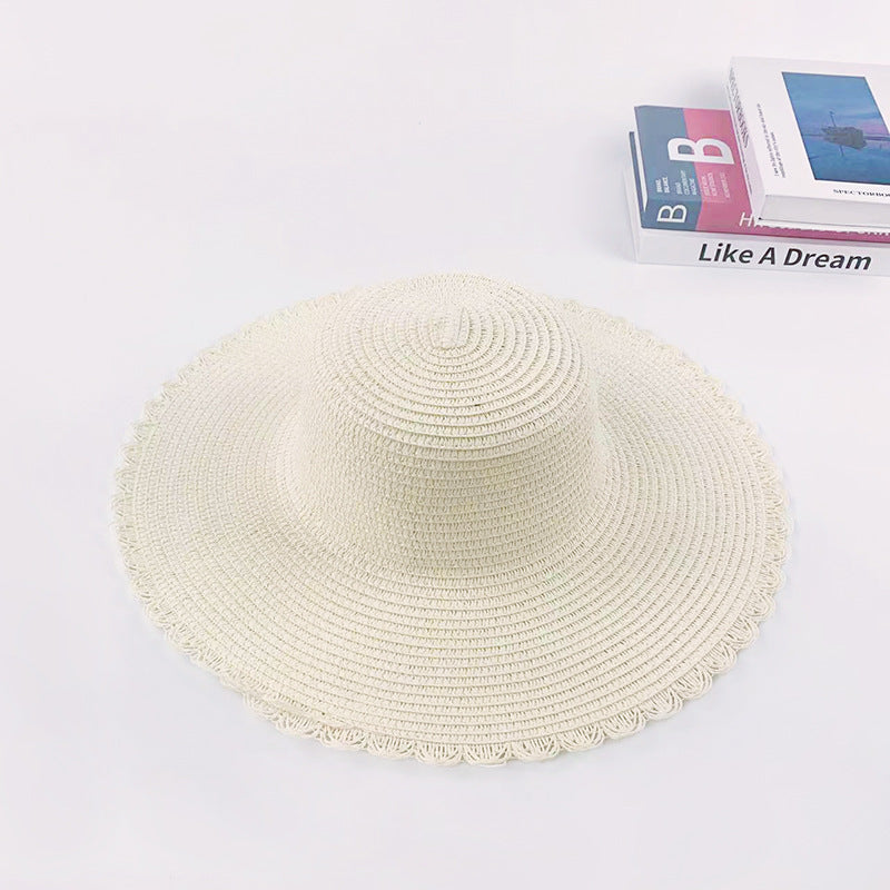 40cm Wide-Brim Round-Top Hat Summer Sun Protection