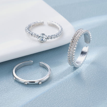 Personalized plain ring zircon open ring 3-piece set