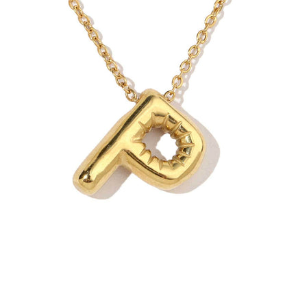 18k real gold titanium steel bubble letter pendant