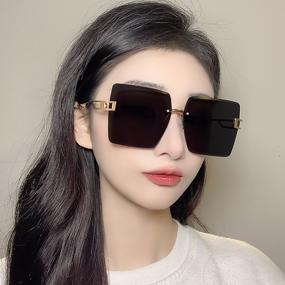 Rimless Edge-cut Oversized UV Protection Sunglasses Unisex Wholesale