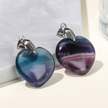 Natural color fluorite love heart pendant.