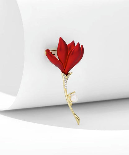 Red flower brooch high-end