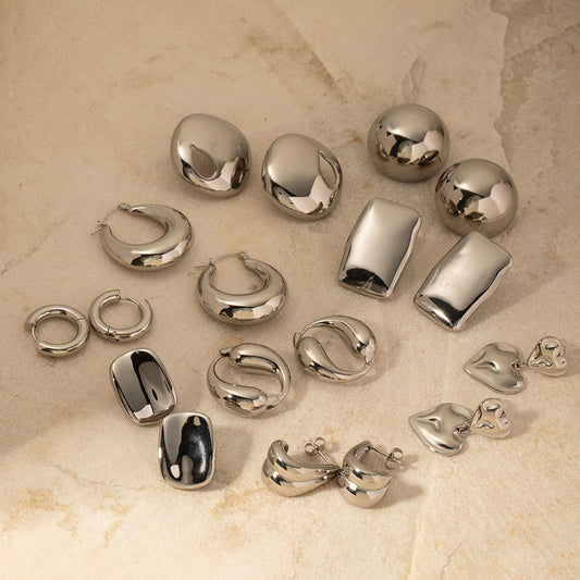 Steel French Polished Hollow Earrings