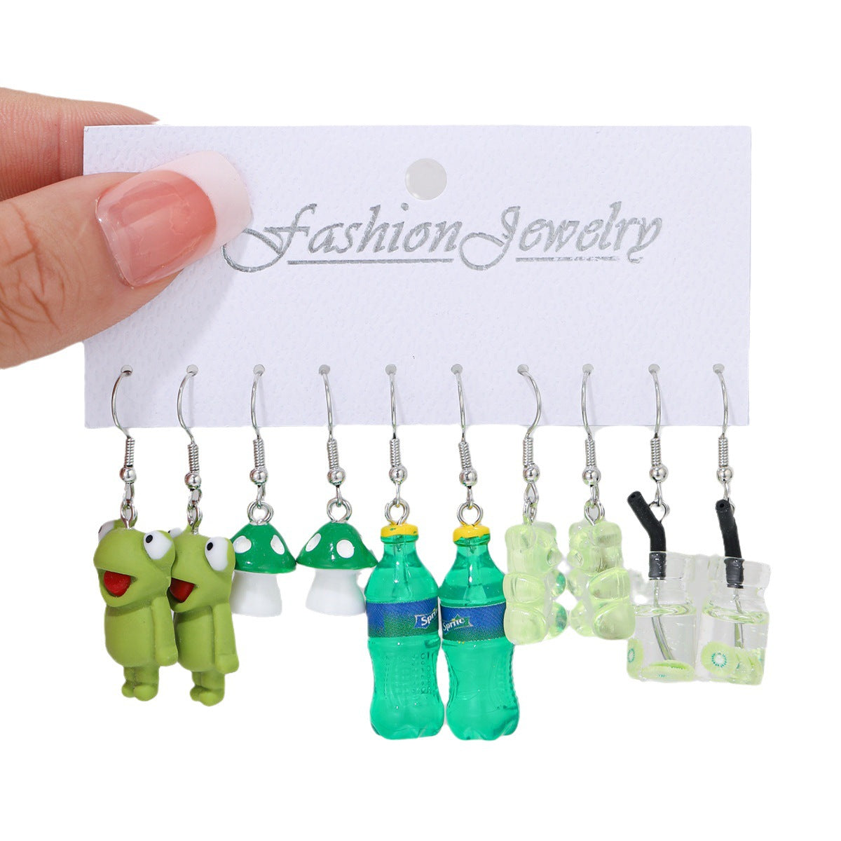 Colorful acrylic earrings set 5 pieces