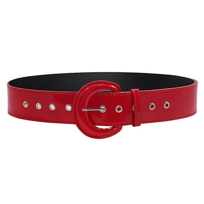 Women's D-Bag Buckle Patent Leather Wide Belt