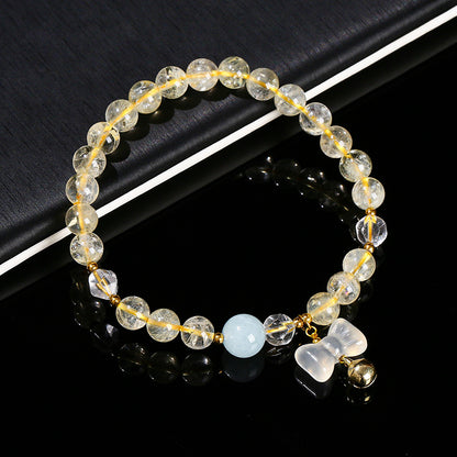 Natural citrine round bead bracelet agate bow.