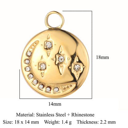 Sun Star Moon Crescent Stainless Steel Pendant