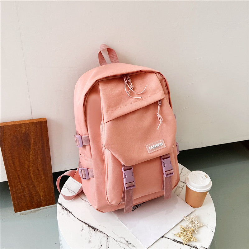 Solid color backpack Oxford cloth school bag