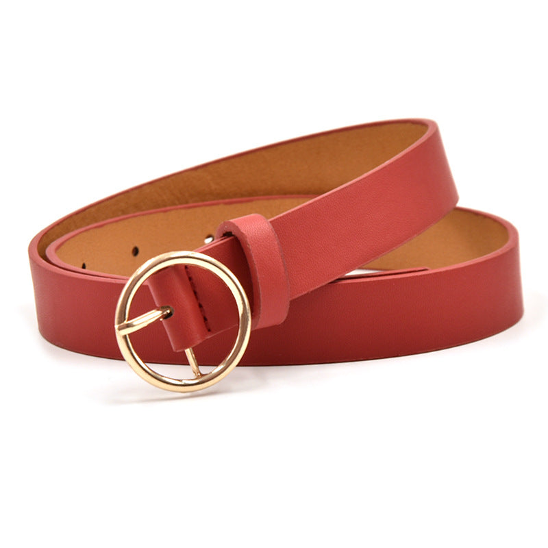 Women's Alloy Round Buckle Belt Versatile