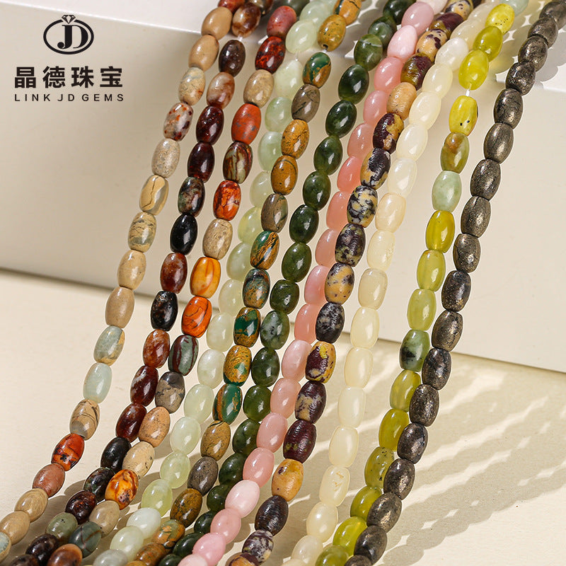 4X6mm natural Shoushan stone rice beads loose beads