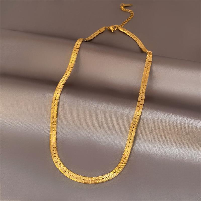 Gold thick chain double necklace