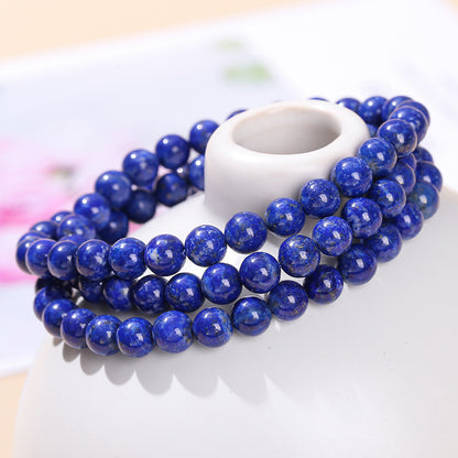 6A natural Afghan lapis lazuli three-circle bracelet.