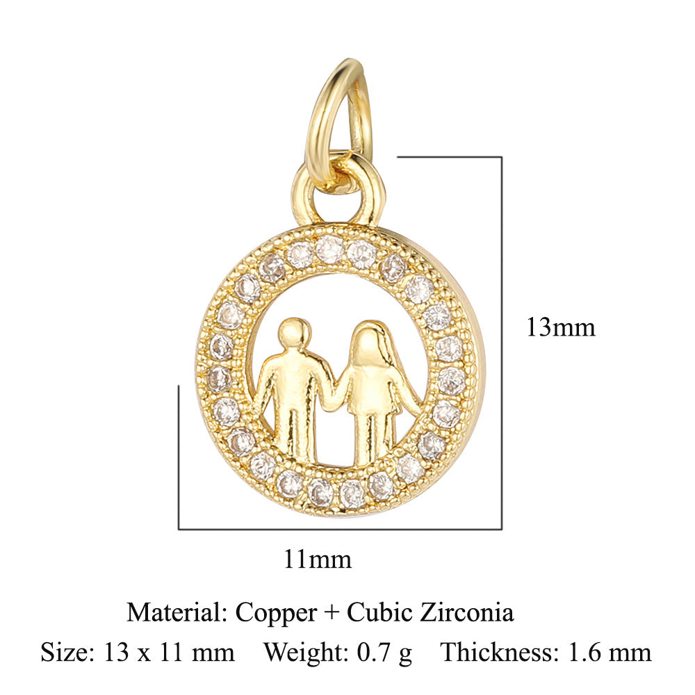 Boy Girl Butterfly Love Copper Zircon Pendant