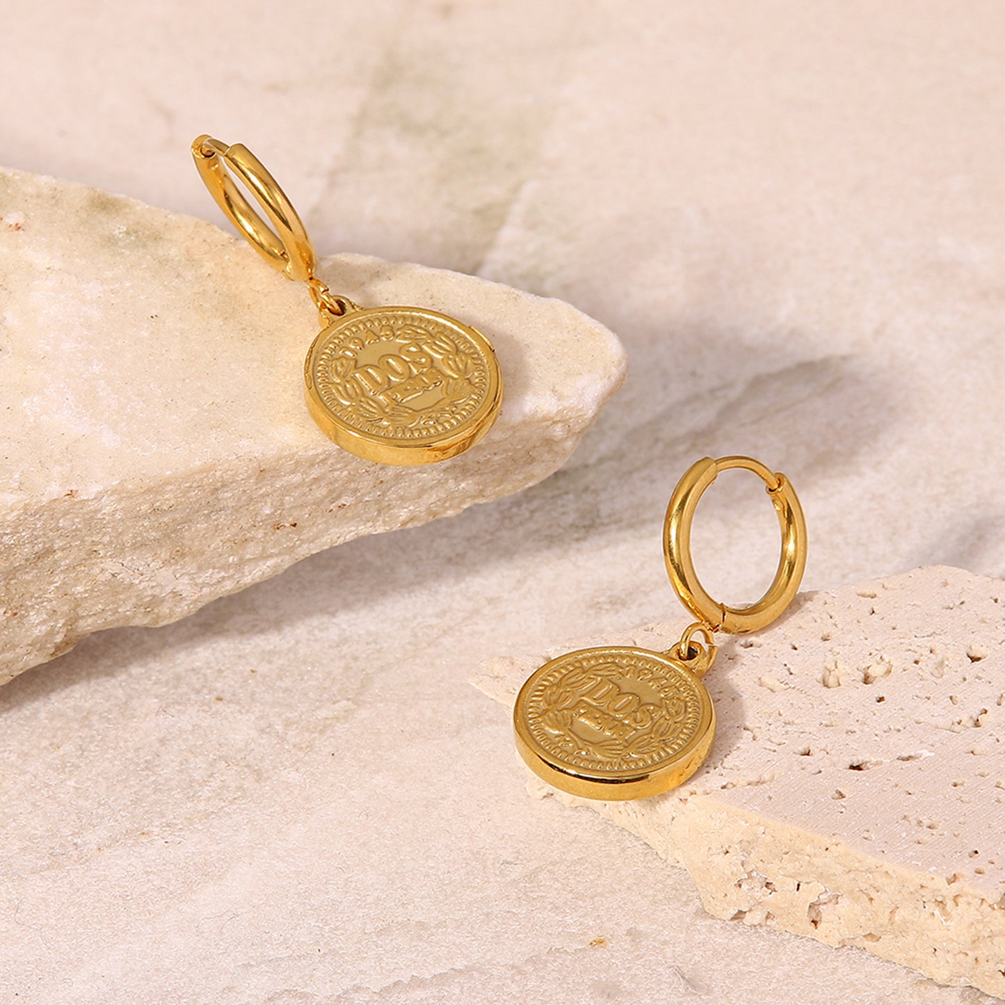 Queen's Head Coin Drop Earrings