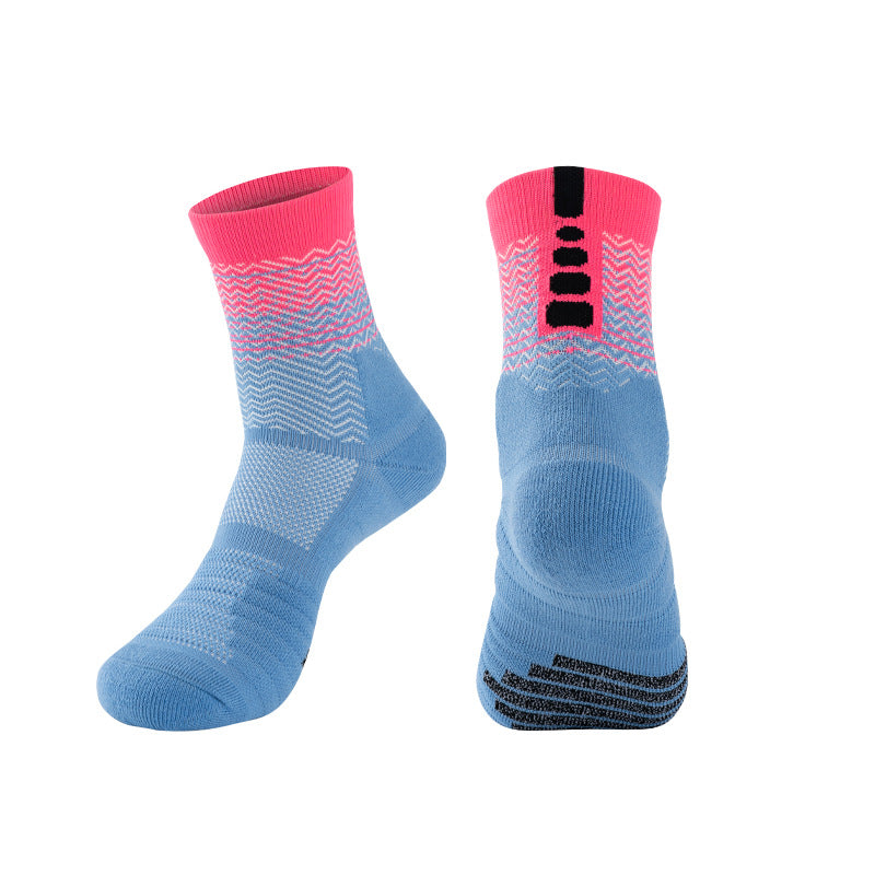 Mid-Length Basketball Socks Thick Gradient Color