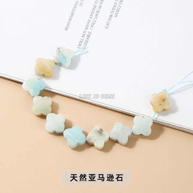 12 * 5Mm Dongling jade cut four-leaf clover-shaped loose beads