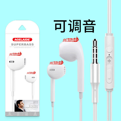 Auriculares con cable Android Apple Huawei Honor con micrófono Bass 