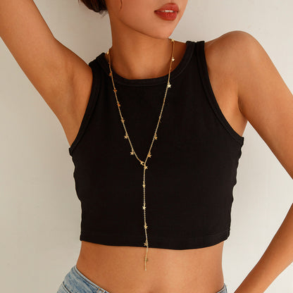 Y-shaped imitation crystal fringed clavicle chain