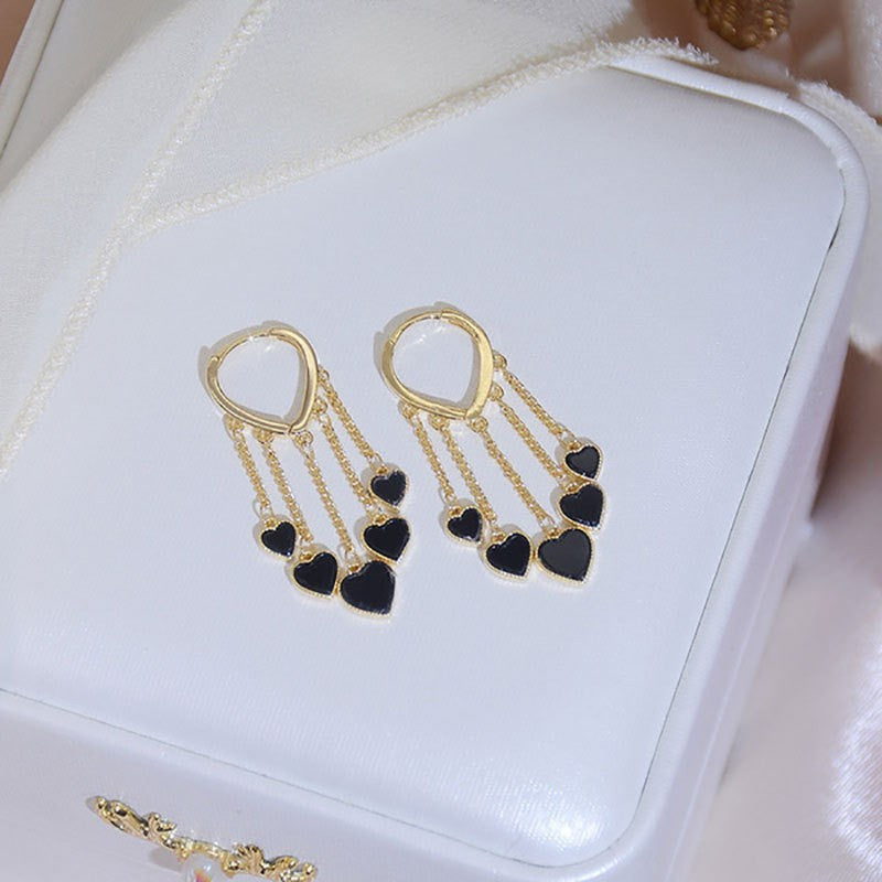 Pendientes de amor negro moda femenina 