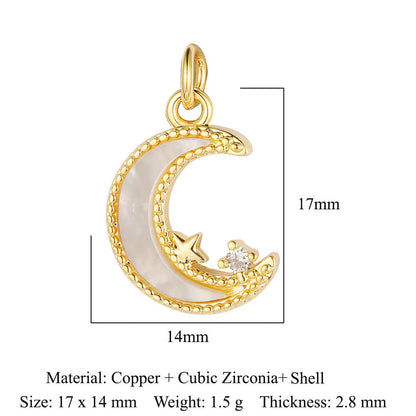 Copper zircon pendant, love shell pendant.