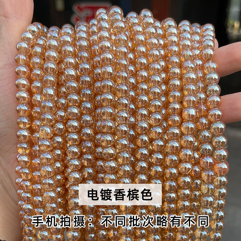 Electroplated champagne crystal glass beads loose beads