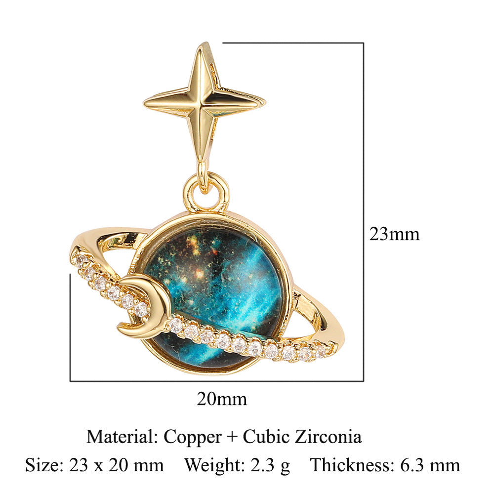 Star Universe Planet Copper Zircon Pendant